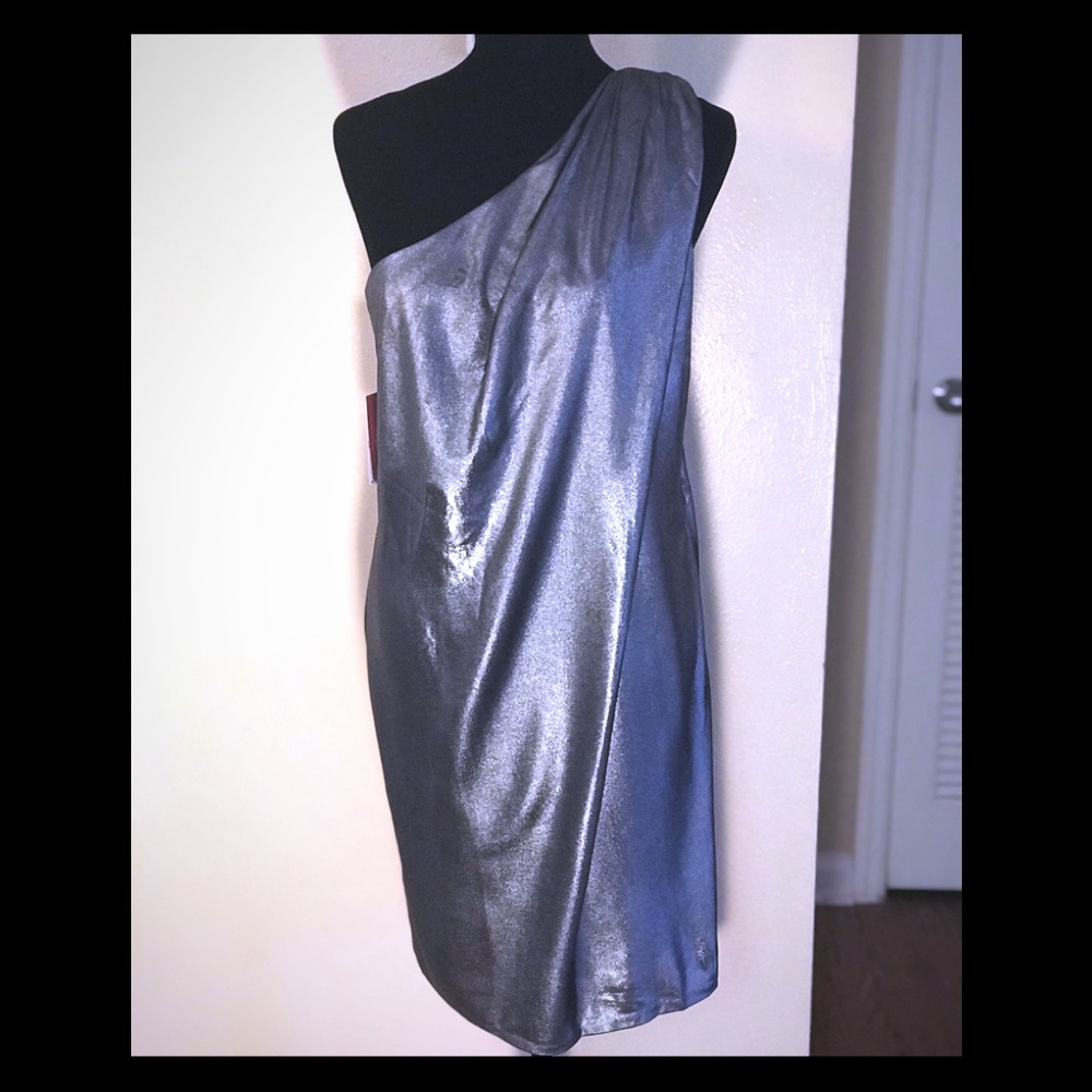 Vince Camuto One Shoulder Silver Dress